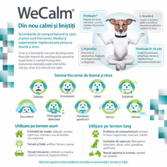 WeCalm – Supliment Calmant pentru Câini și Pisici, 30 Comprimate – WePharm